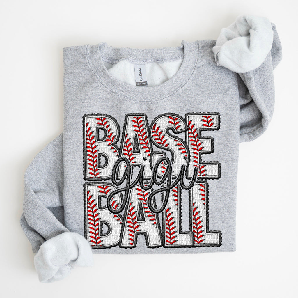 Baseball Family Member Sweatshirt FAUX embroidery - Multiple Styles