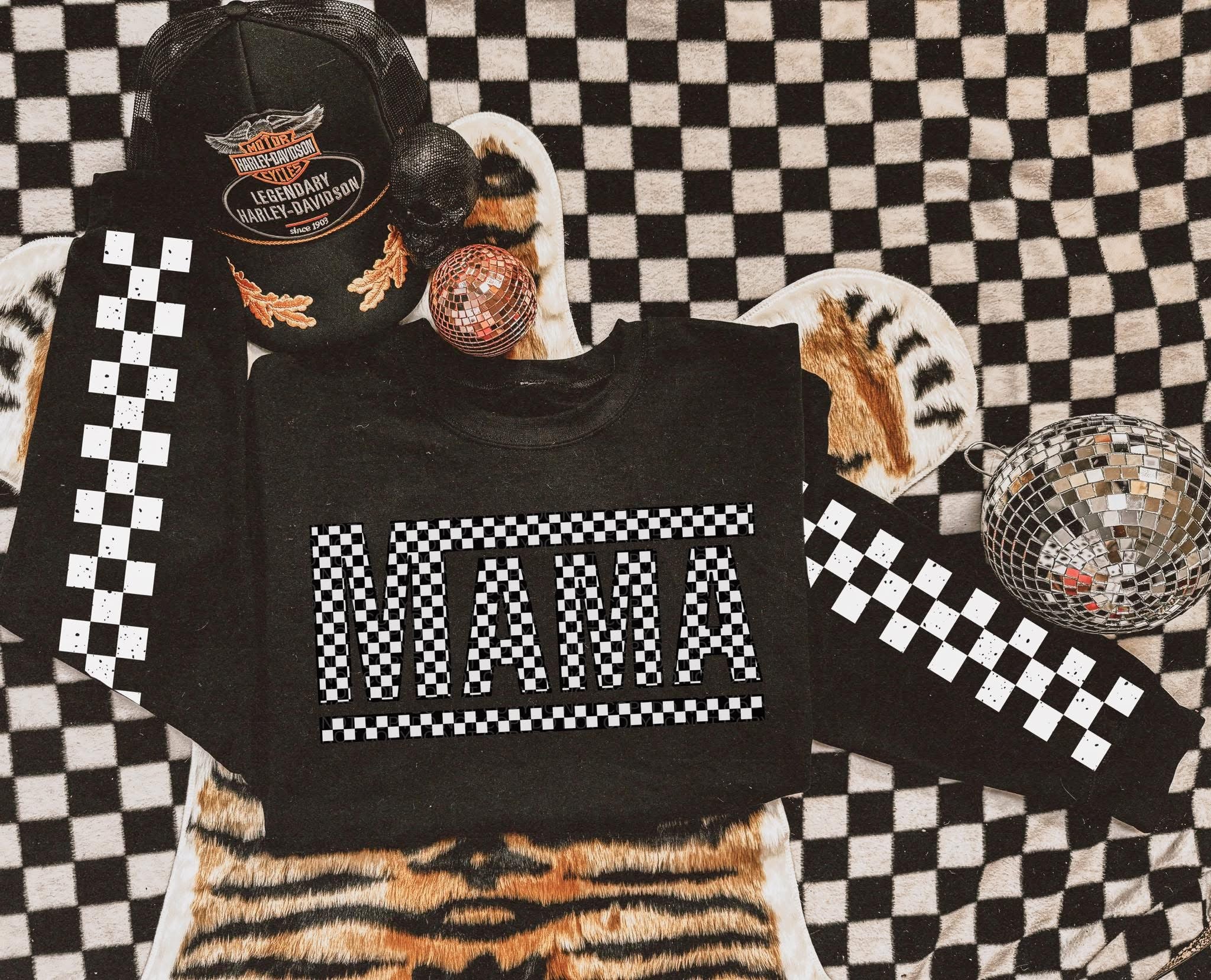 Mama/Wifey checkered w/sleeve or without Black  - Multiple Styles/Design