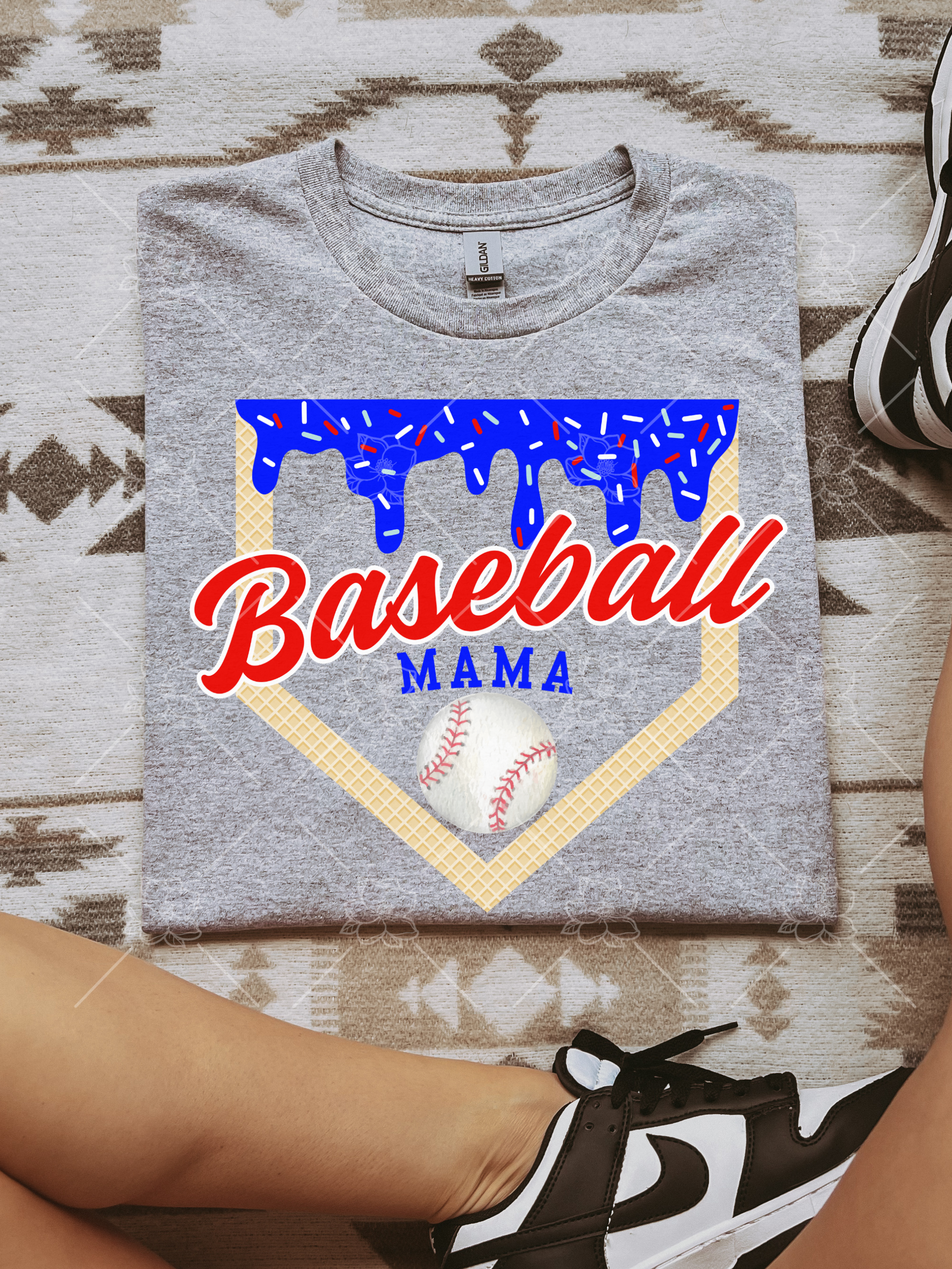 Baseball Drip Blue Top- Multiple Styles