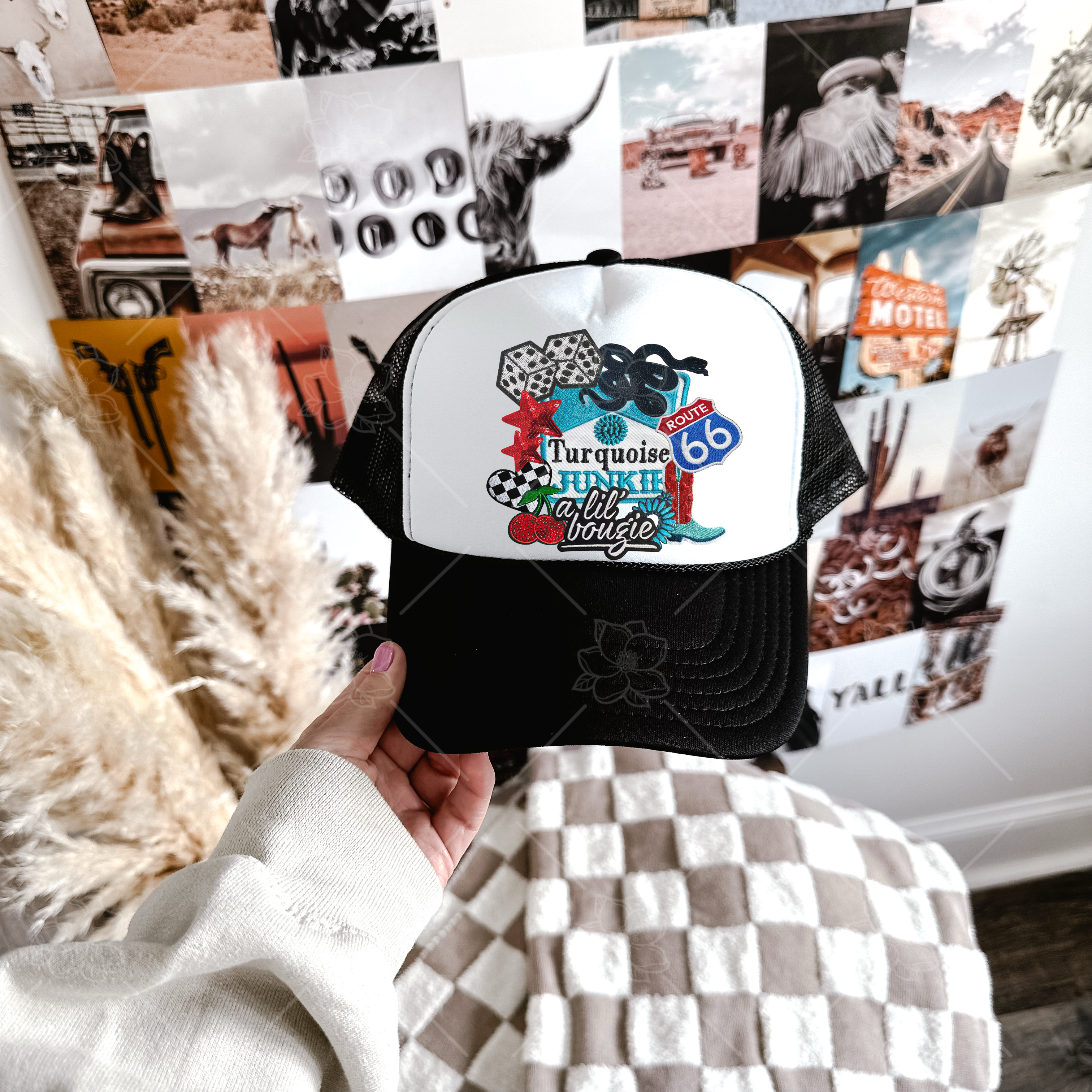 Route 66 FAUX patch Trucker Hat
