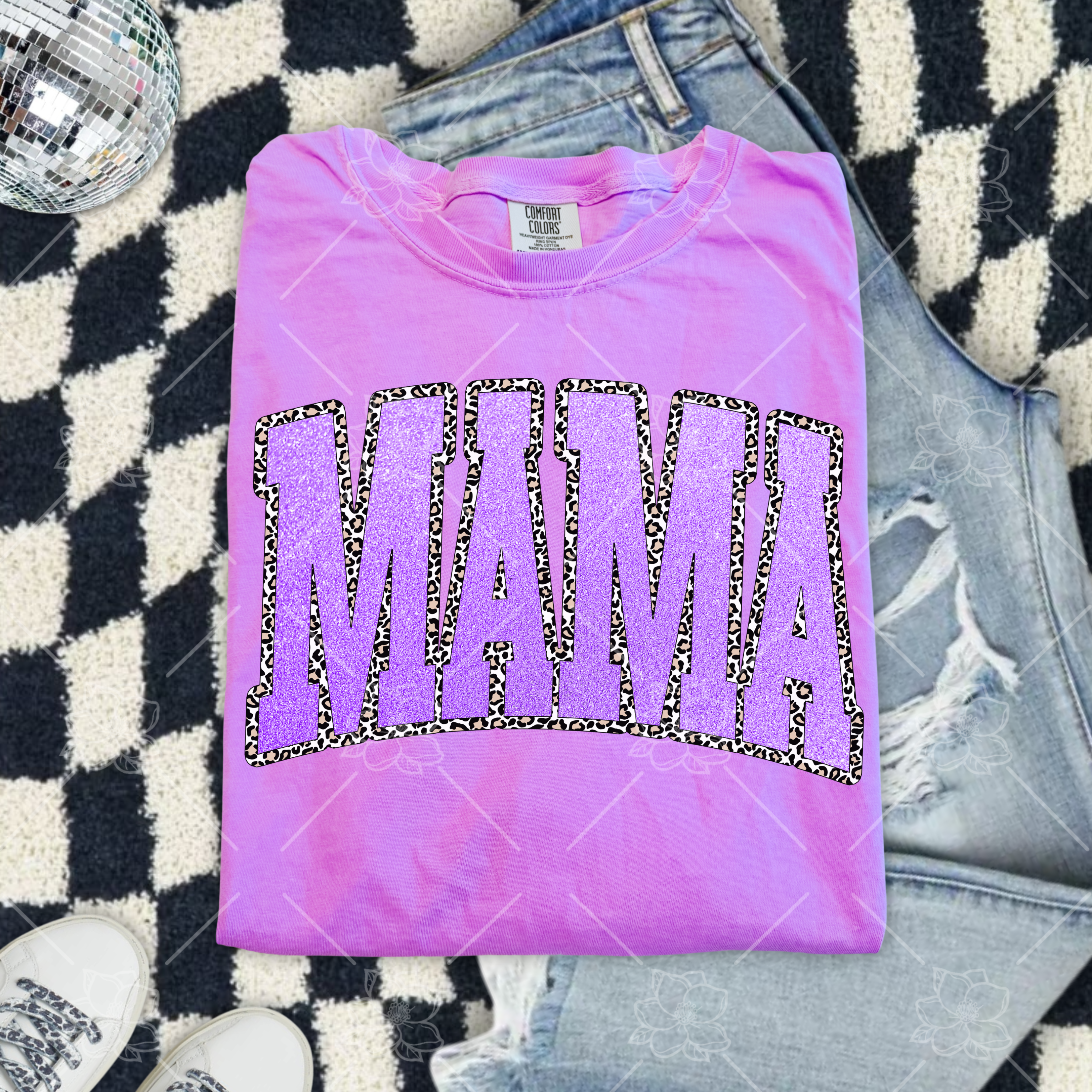 Leopard & Faux Glitter Mama