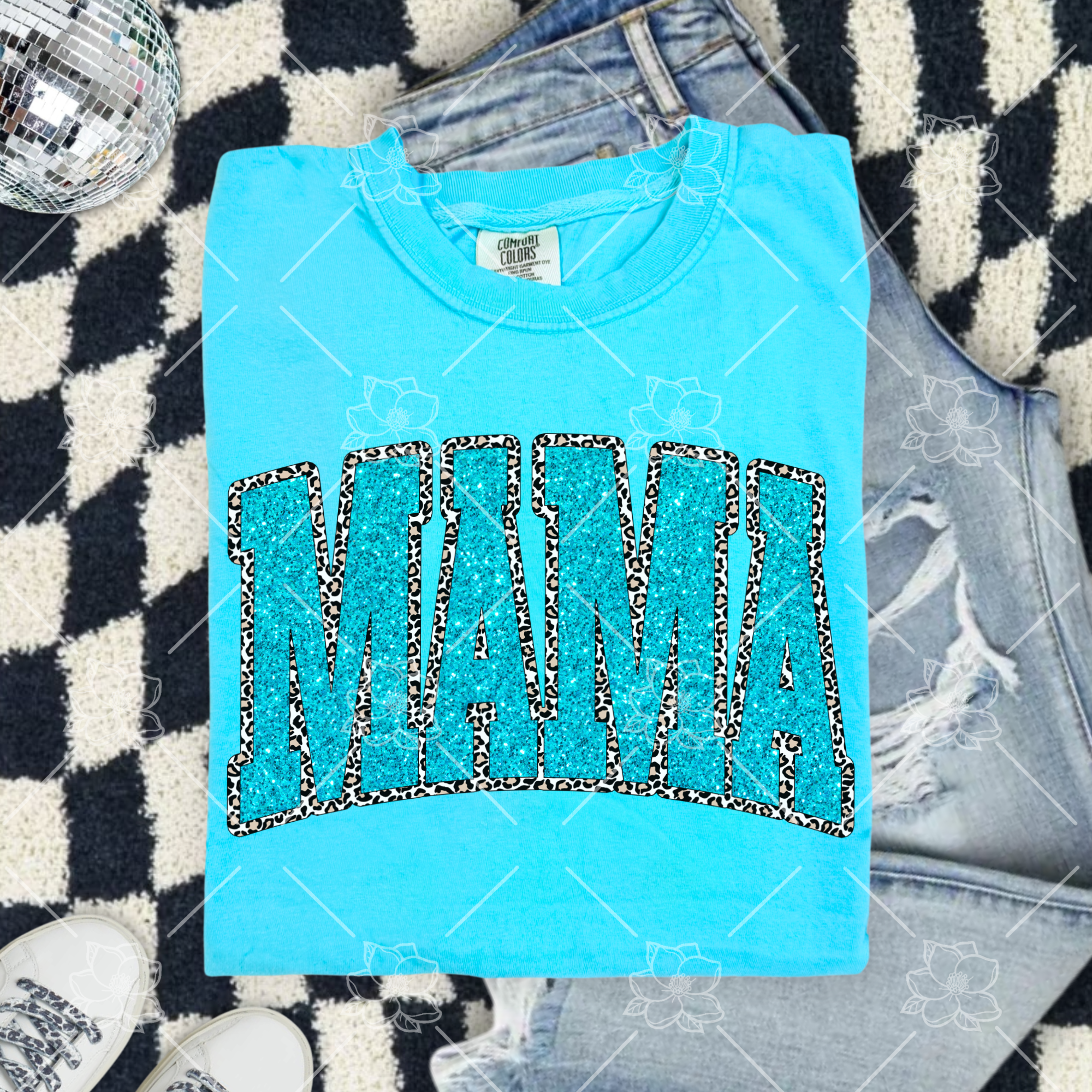 Leopard & Faux Glitter Mama