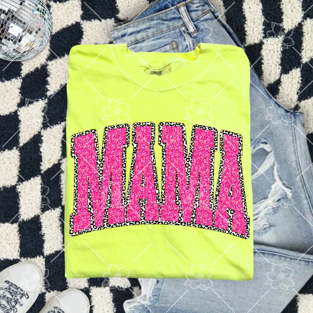 Leopard & Faux Glitter Mama