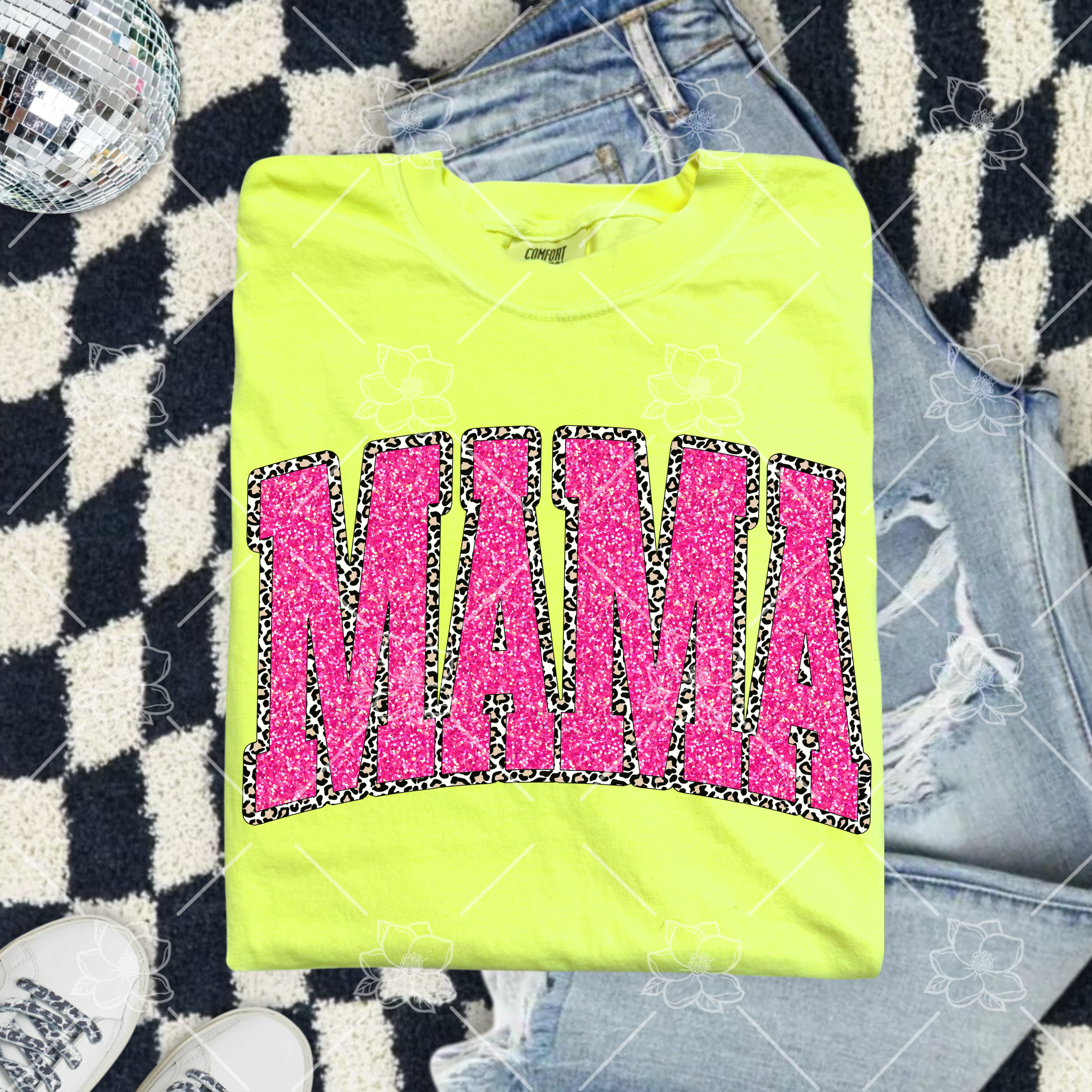 Leopard & Faux Glitter Mama