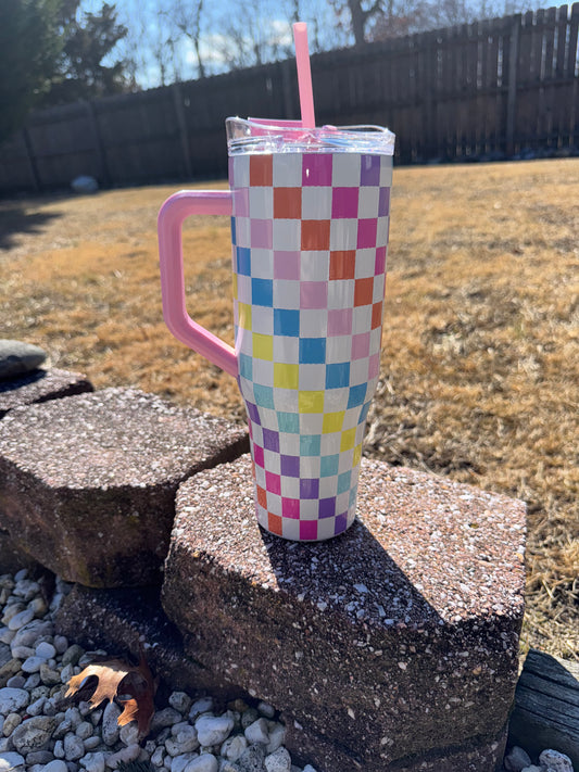 RAINBOW CHECKERED CUP