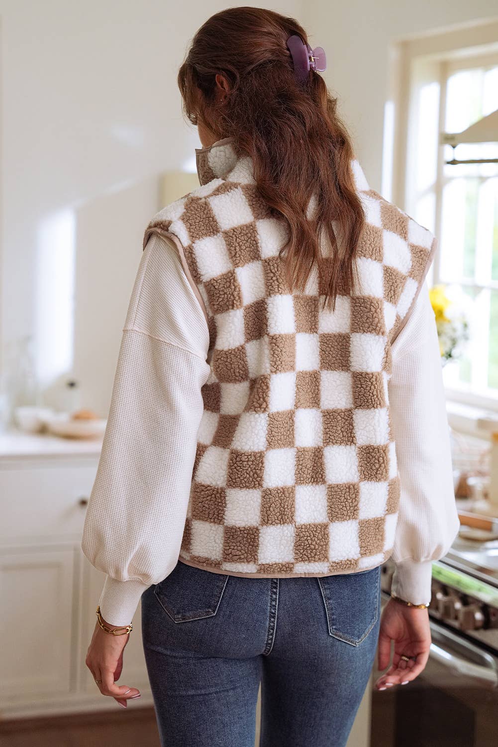 CHECKERED SHERPA VEST